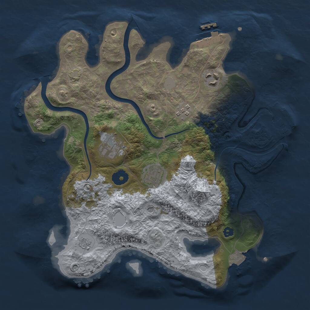 Rust Map: Procedural Map, Size: 3000, Seed: 487321, 10 Monuments