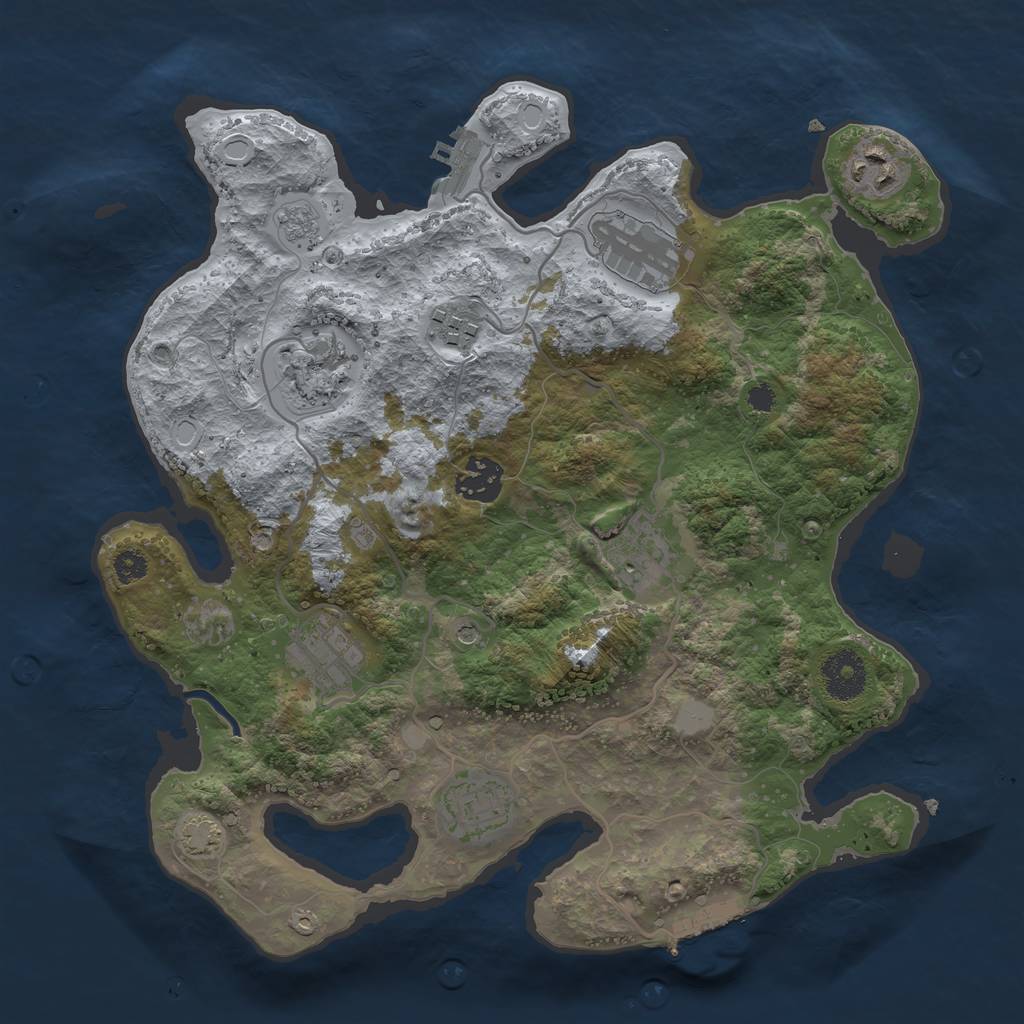 Rust Map: Procedural Map, Size: 3250, Seed: 79181534, 16 Monuments