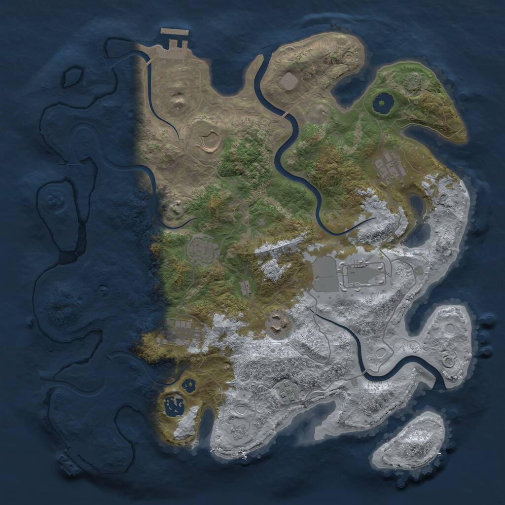 Rust Map: Procedural Map, Size: 3650, Seed: 22496825, 13 Monuments