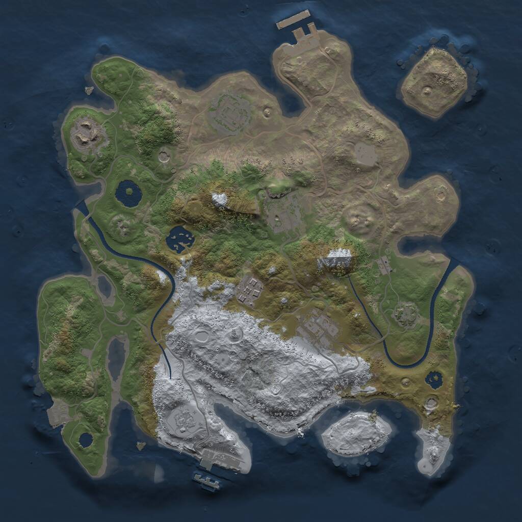 Rust Map: Procedural Map, Size: 3000, Seed: 445428562, 12 Monuments