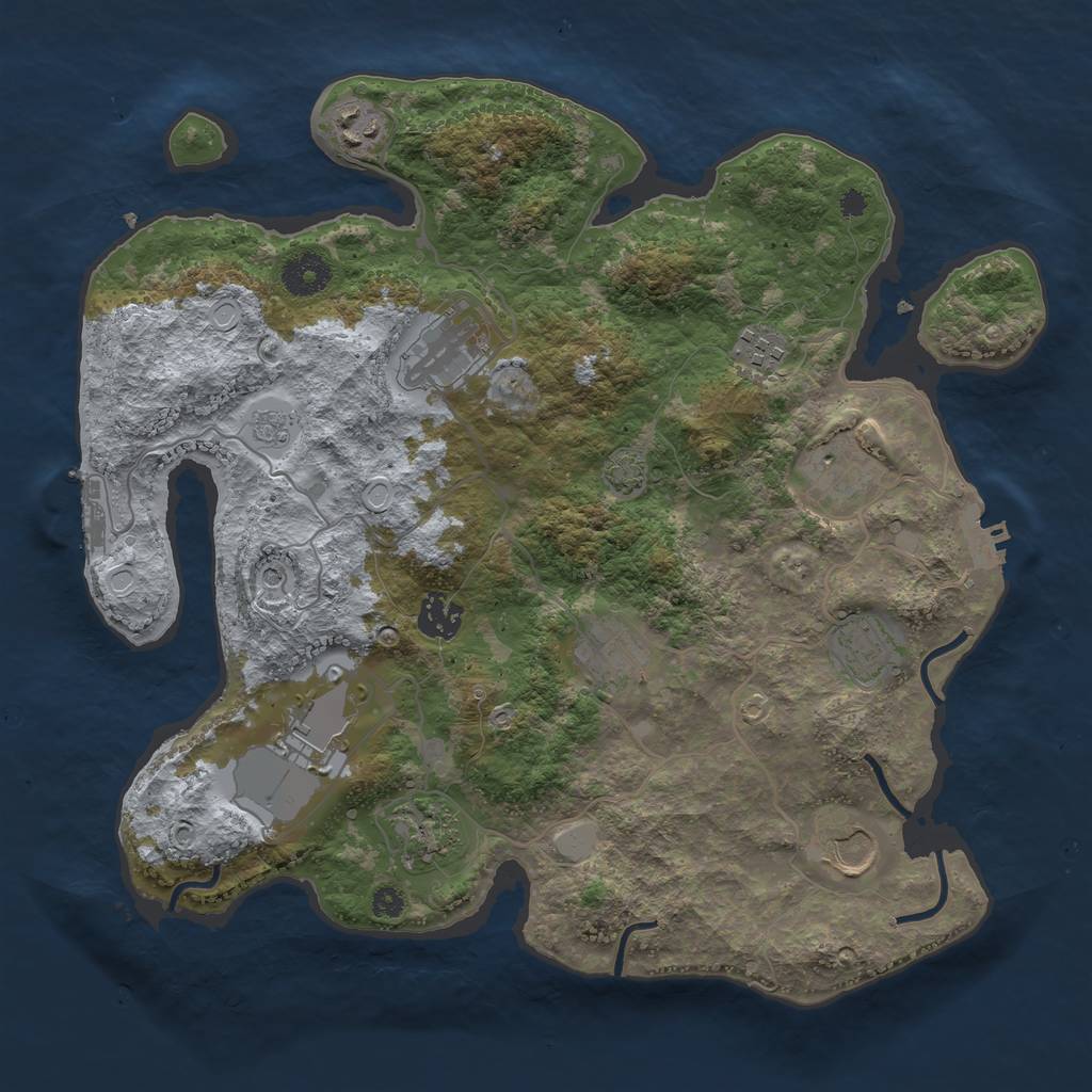 Rust Map: Procedural Map, Size: 3550, Seed: 63228283, 18 Monuments