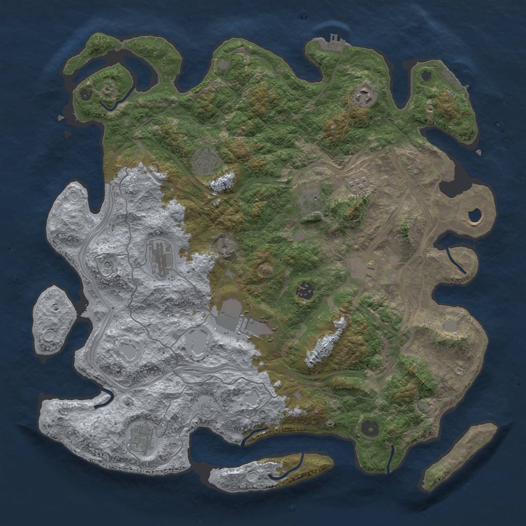 Rust Map: Procedural Map, Size: 4500, Seed: 1545627743, 18 Monuments