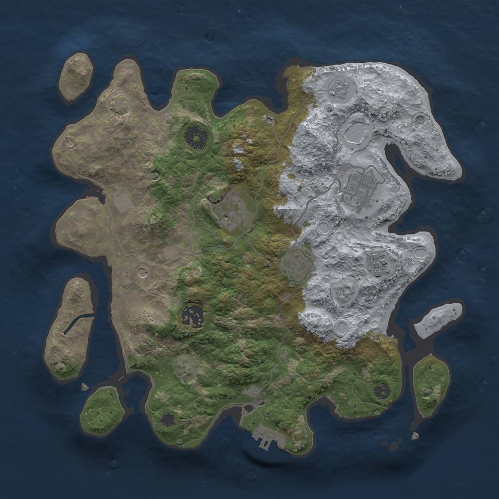 Rust Map: Procedural Map, Size: 3200, Seed: 9945, 12 Monuments