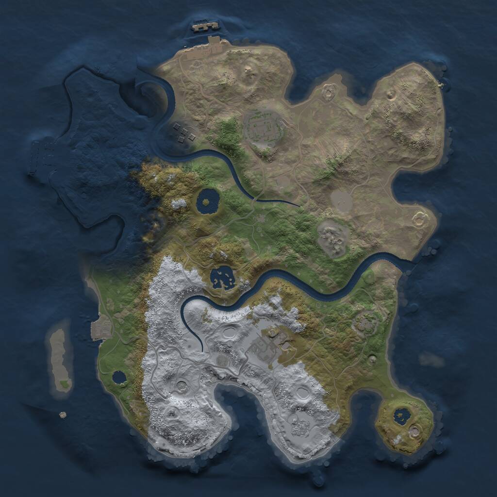 Rust Map: Procedural Map, Size: 3000, Seed: 1617713185, 10 Monuments
