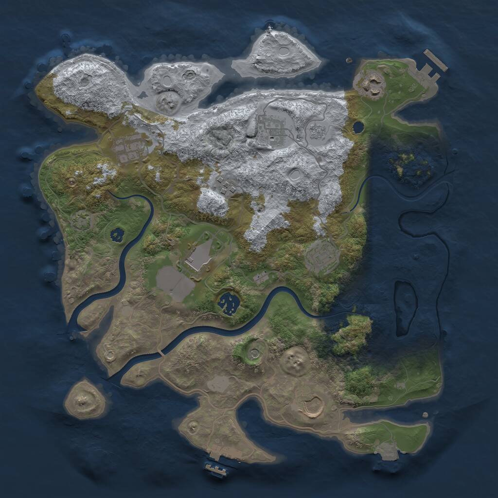 Rust Map: Procedural Map, Size: 3500, Seed: 535324242, 14 Monuments