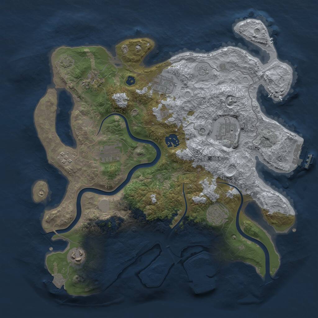 Rust Map: Procedural Map, Size: 3450, Seed: 83105785, 14 Monuments