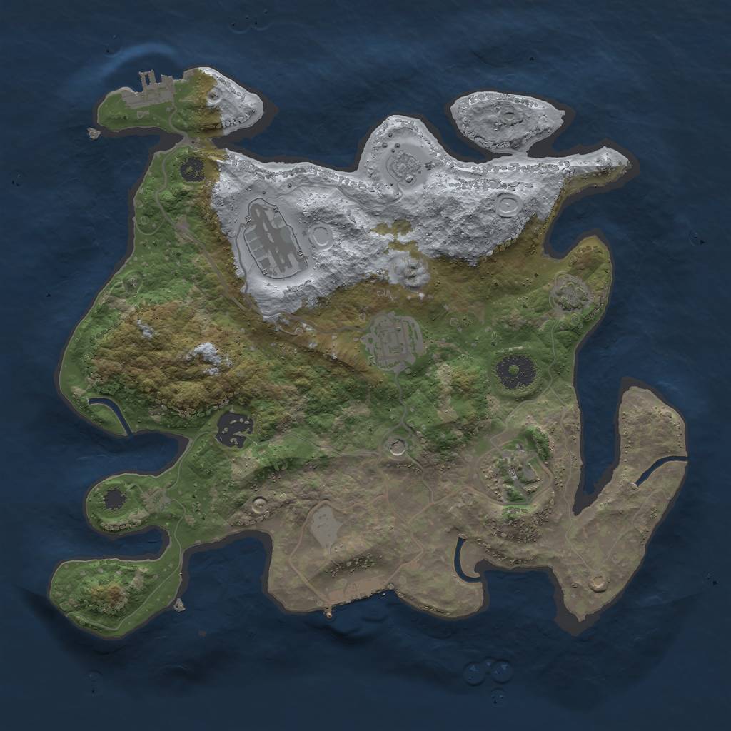 Rust Map: Procedural Map, Size: 3000, Seed: 14631, 12 Monuments