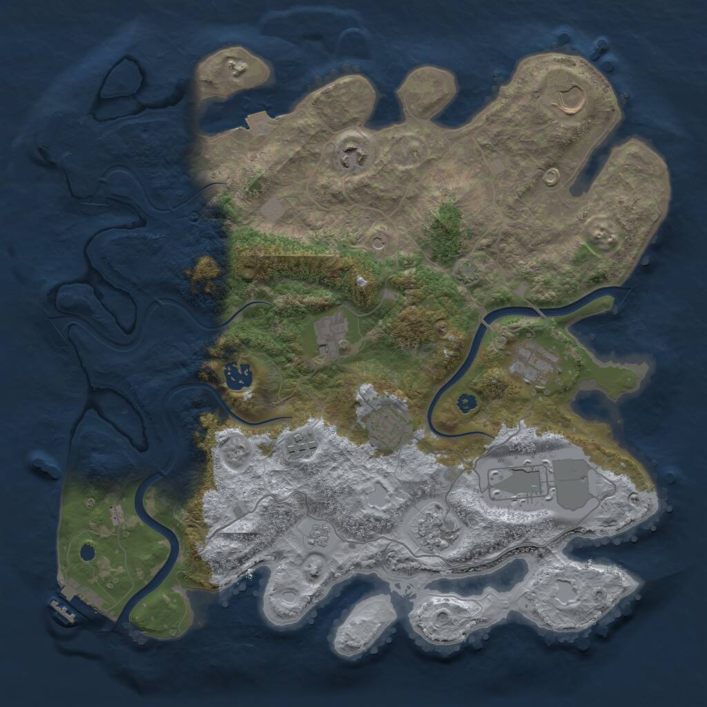 Rust Map: Procedural Map, Size: 3700, Seed: 329067666, 15 Monuments