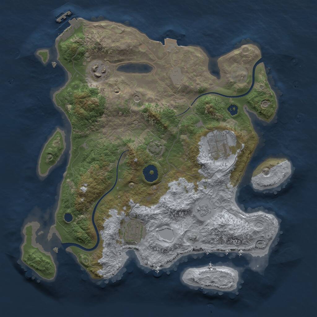 Rust Map: Procedural Map, Size: 3000, Seed: 496670924, 8 Monuments