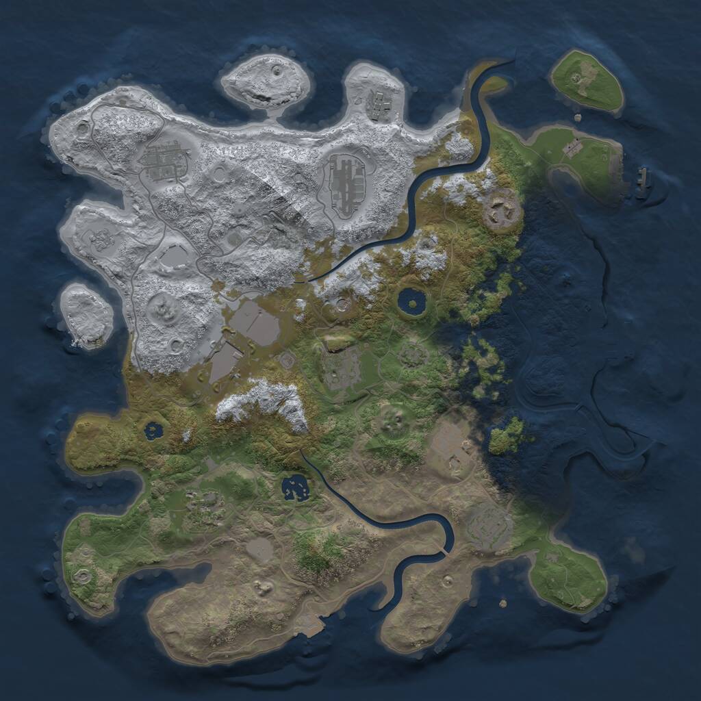 Rust Map: Procedural Map, Size: 3750, Seed: 96455833, 16 Monuments