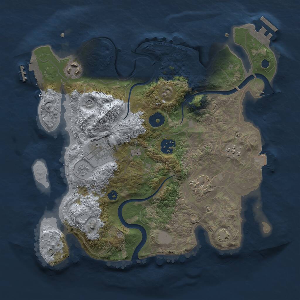 Rust Map: Procedural Map, Size: 3000, Seed: 1789198348, 11 Monuments