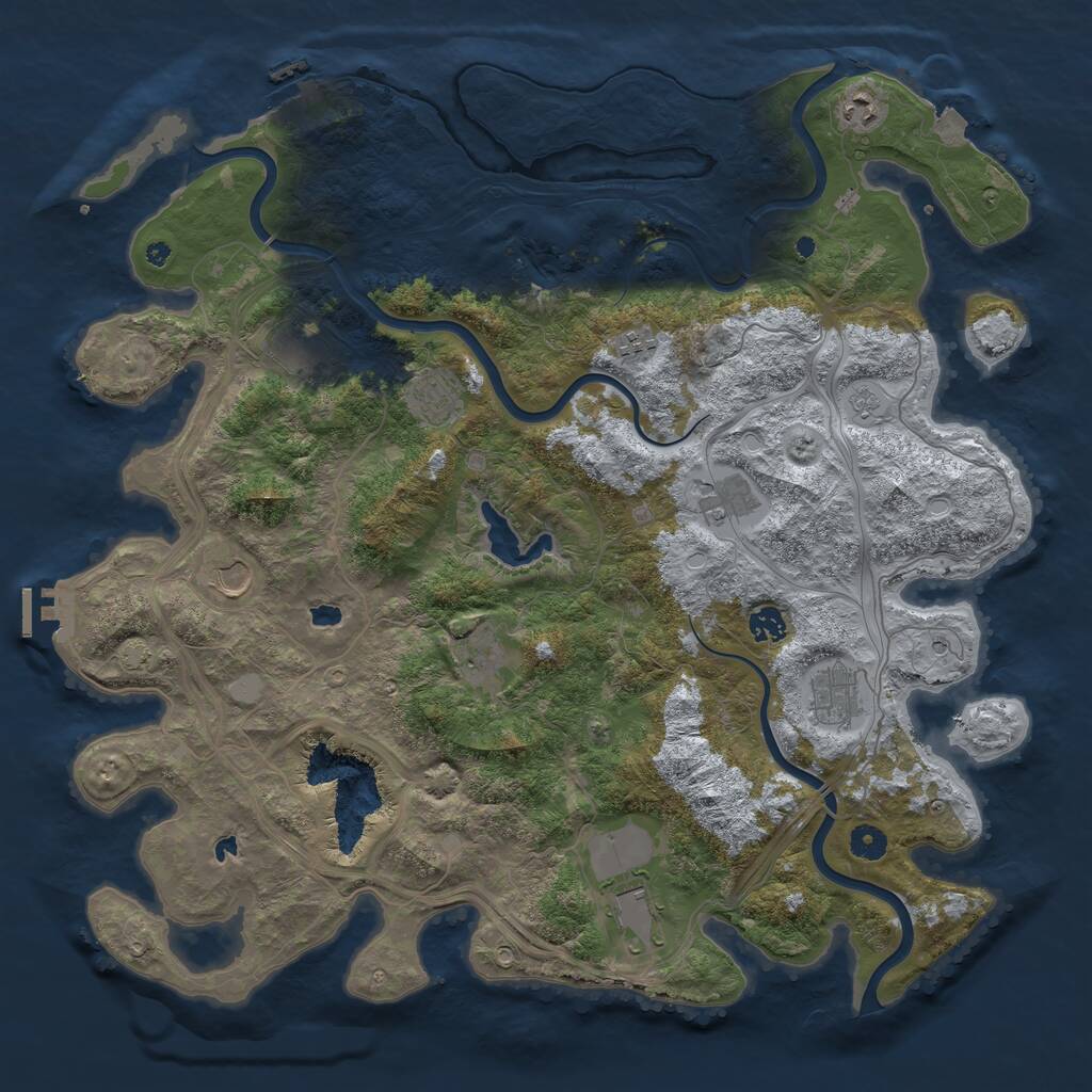 Rust Map: Procedural Map, Size: 4500, Seed: 460135377, 16 Monuments