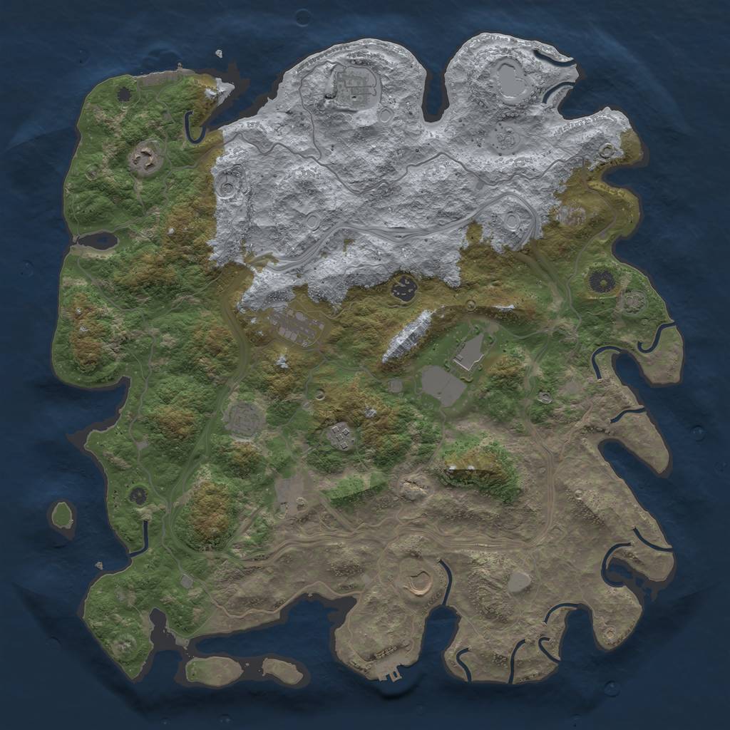Rust Map: Procedural Map, Size: 4500, Seed: 19600691, 17 Monuments