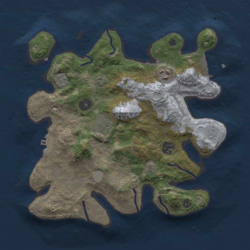 Rust Map: Procedural Map, Size: 3000, Seed: 921448499, 12 Monuments