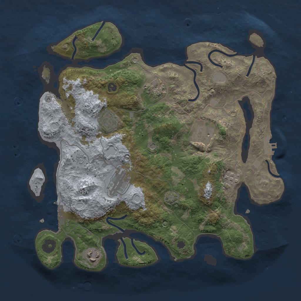 Rust Map: Procedural Map, Size: 3300, Seed: 1397353945, 14 Monuments