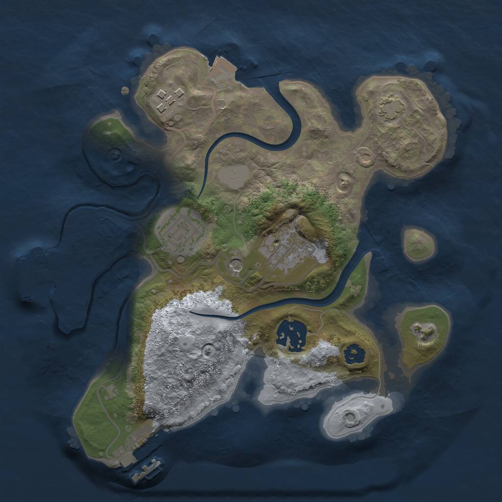 Rust Map: Procedural Map, Size: 2388, Seed: 1736050218, 9 Monuments
