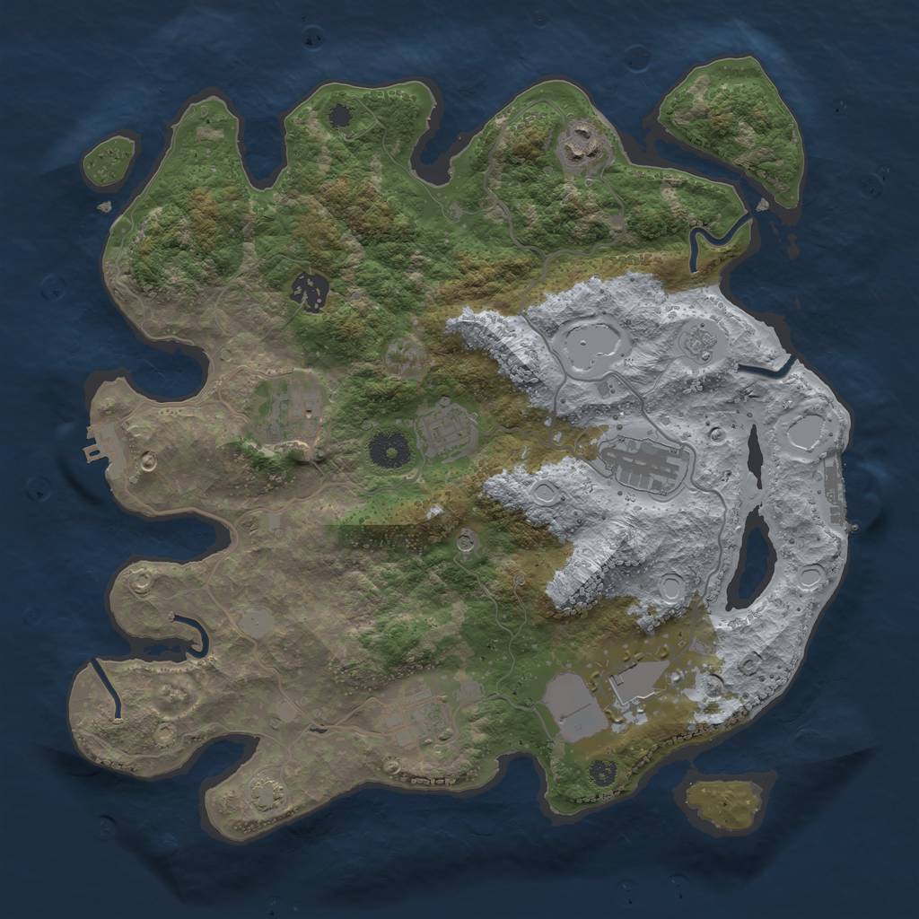 Rust Map: Procedural Map, Size: 3500, Seed: 1518569927, 15 Monuments