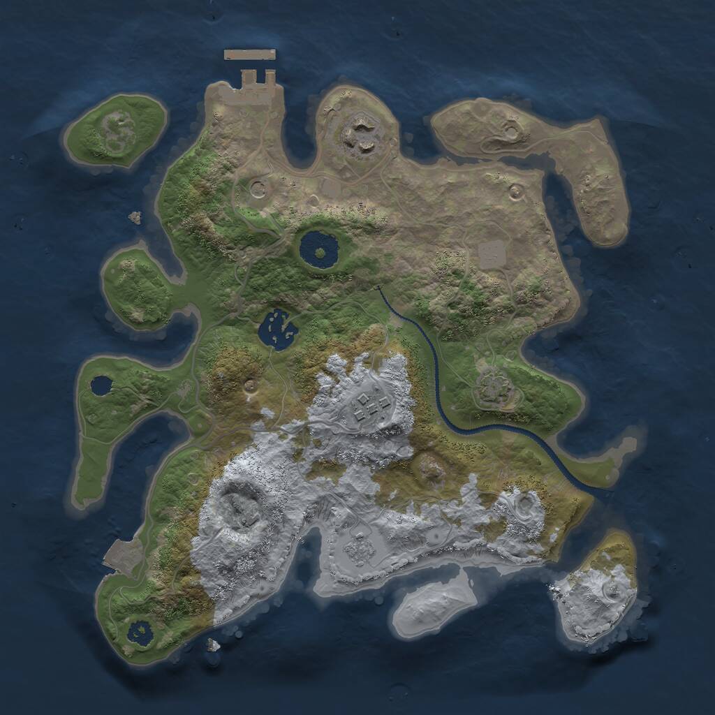 Rust Map: Procedural Map, Size: 2800, Seed: 1736050218, 8 Monuments