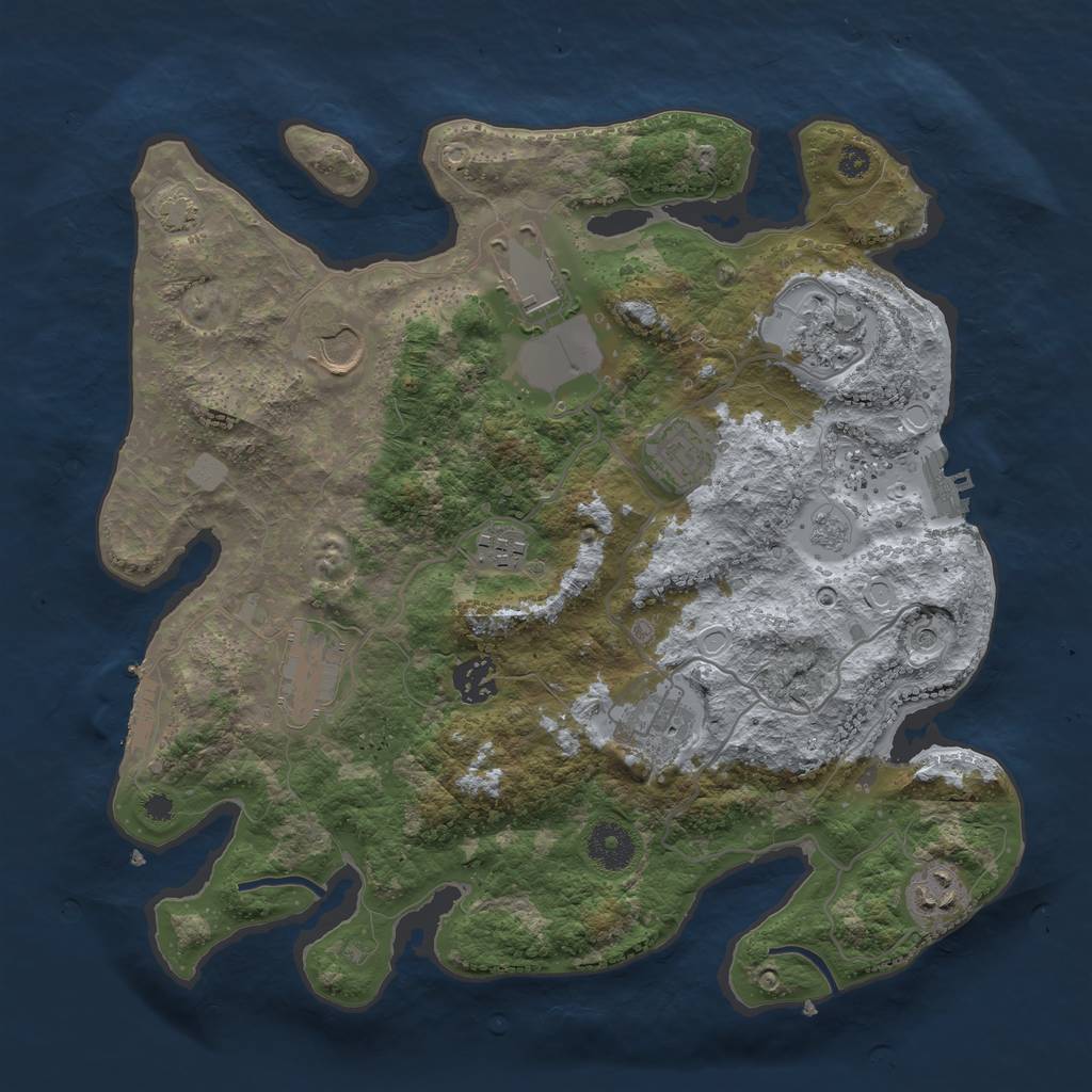 Rust Map: Procedural Map, Size: 3500, Seed: 266737, 17 Monuments