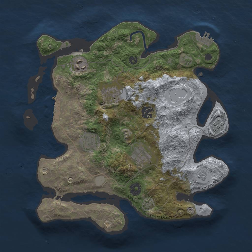Rust Map: Procedural Map, Size: 3000, Seed: 18007, 13 Monuments