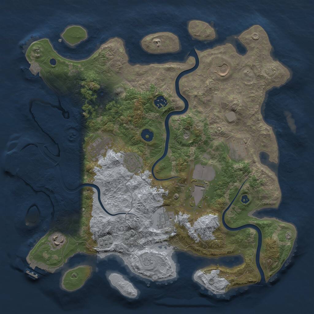 Rust Map: Procedural Map, Size: 3800, Seed: 2103673971, 15 Monuments