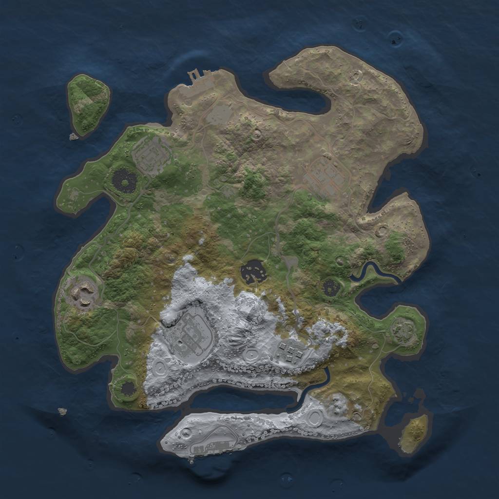 Rust Map: Procedural Map, Size: 3000, Seed: 28816, 12 Monuments