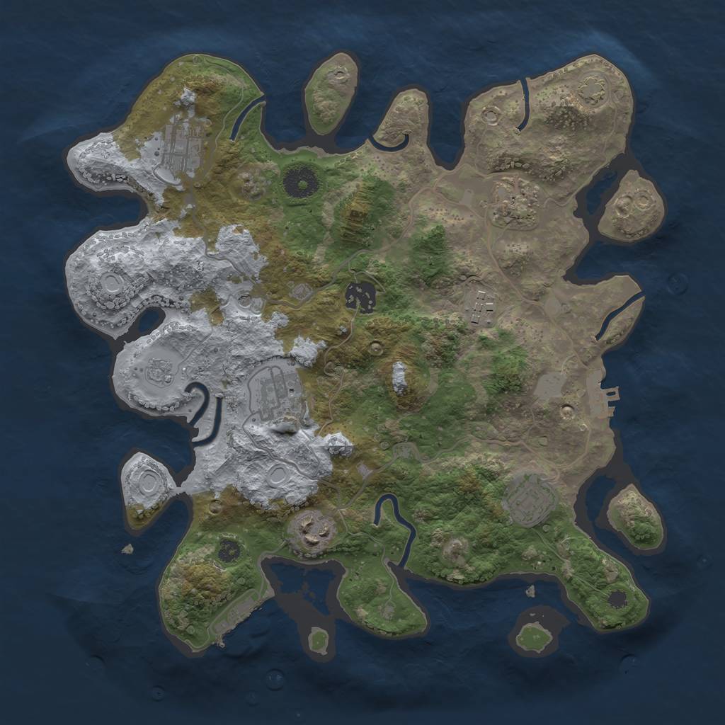 Rust Map: Procedural Map, Size: 3300, Seed: 42544238, 15 Monuments