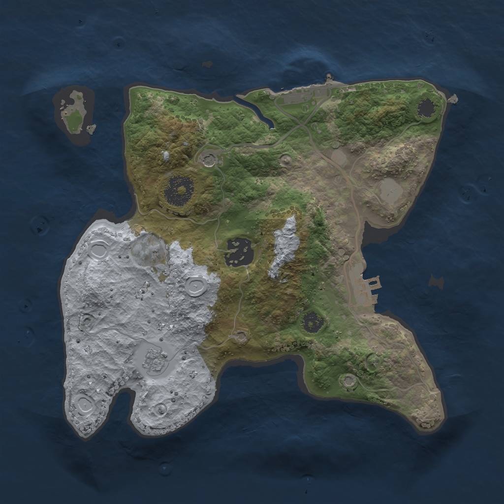 Rust Map: Procedural Map, Size: 2500, Seed: 1245681722, 8 Monuments