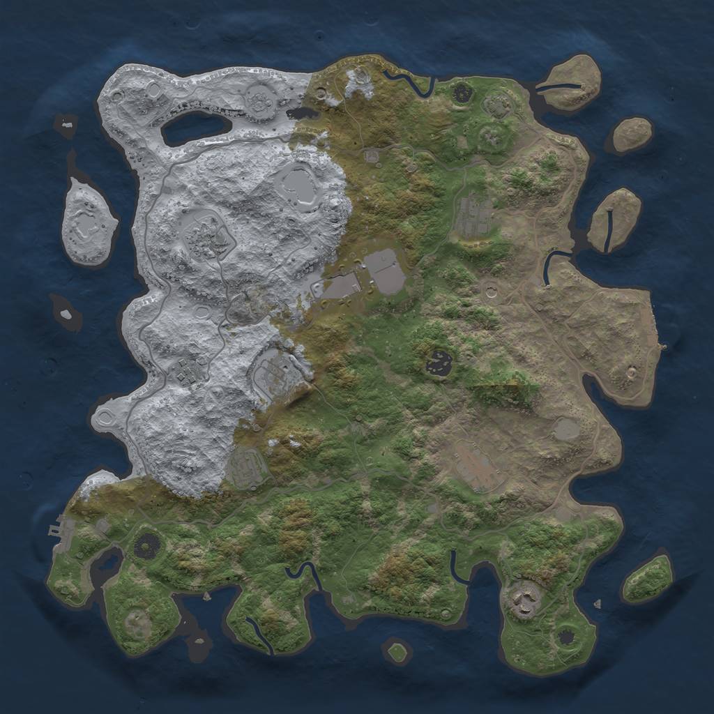 Rust Map: Procedural Map, Size: 4100, Seed: 93881126, 17 Monuments