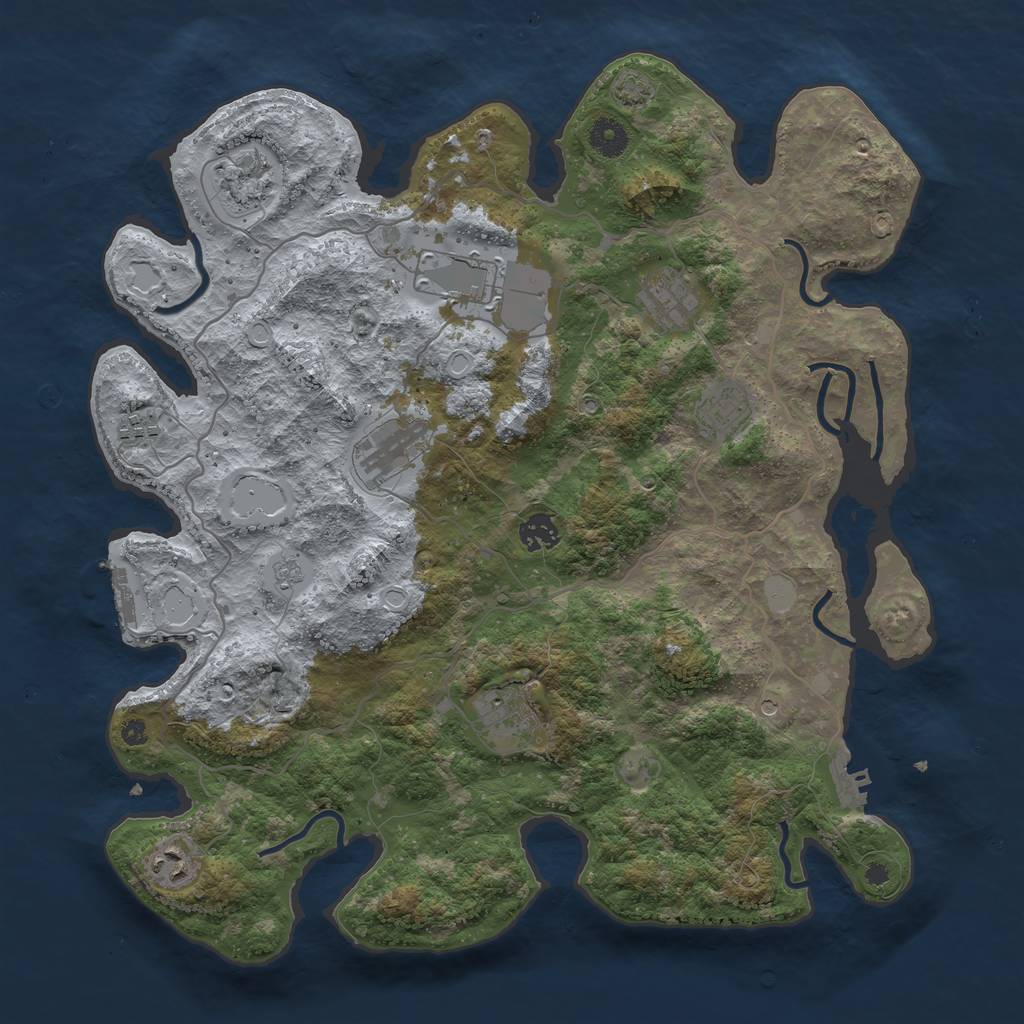 Rust Map: Procedural Map, Size: 4000, Seed: 1892745937, 17 Monuments