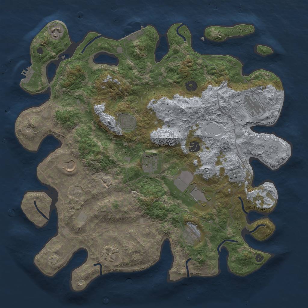 Rust Map: Procedural Map, Size: 4000, Seed: 987897897, 18 Monuments