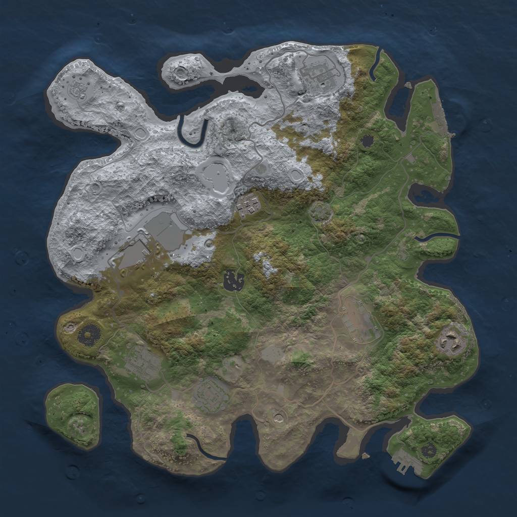 Rust Map: Procedural Map, Size: 3500, Seed: 248346870, 16 Monuments