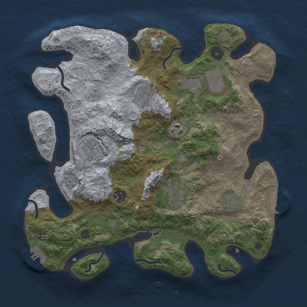 Rust Map: Procedural Map, Size: 3500, Seed: 317222190, 16 Monuments