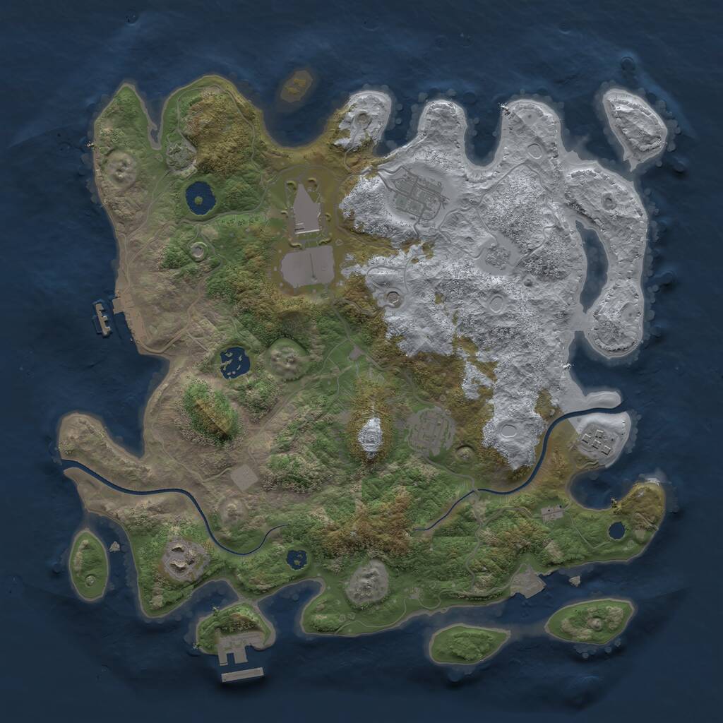 Rust Map: Procedural Map, Size: 3500, Seed: 324234, 12 Monuments