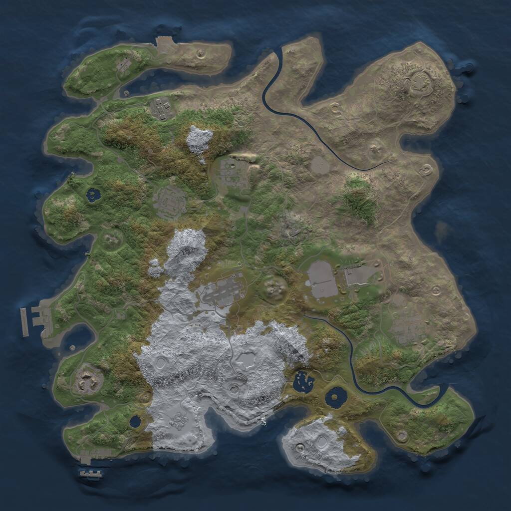 Rust Map: Procedural Map, Size: 3600, Seed: 93884338, 14 Monuments