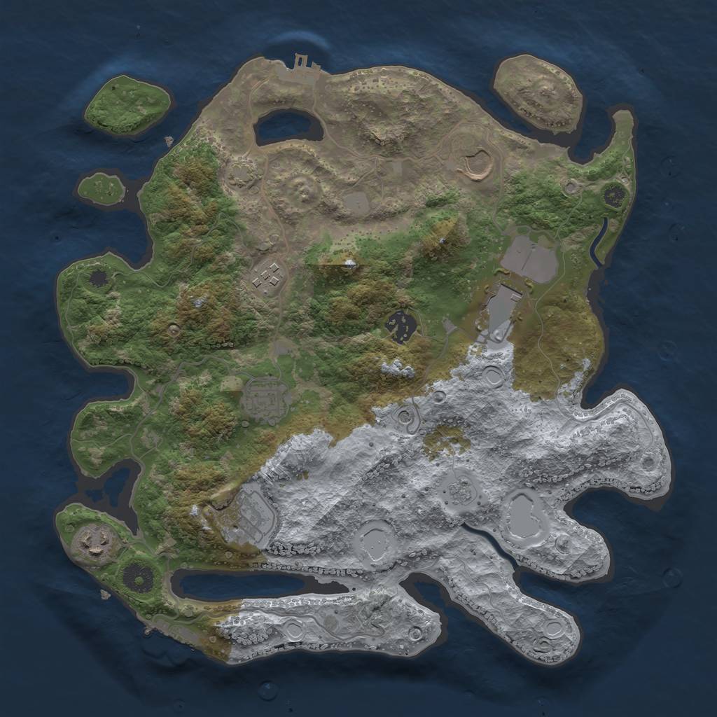 Rust Map: Procedural Map, Size: 3500, Seed: 79410, 15 Monuments