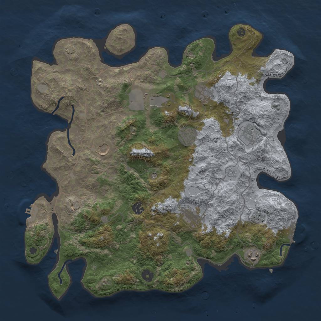 Rust Map: Procedural Map, Size: 4000, Seed: 23995, 17 Monuments