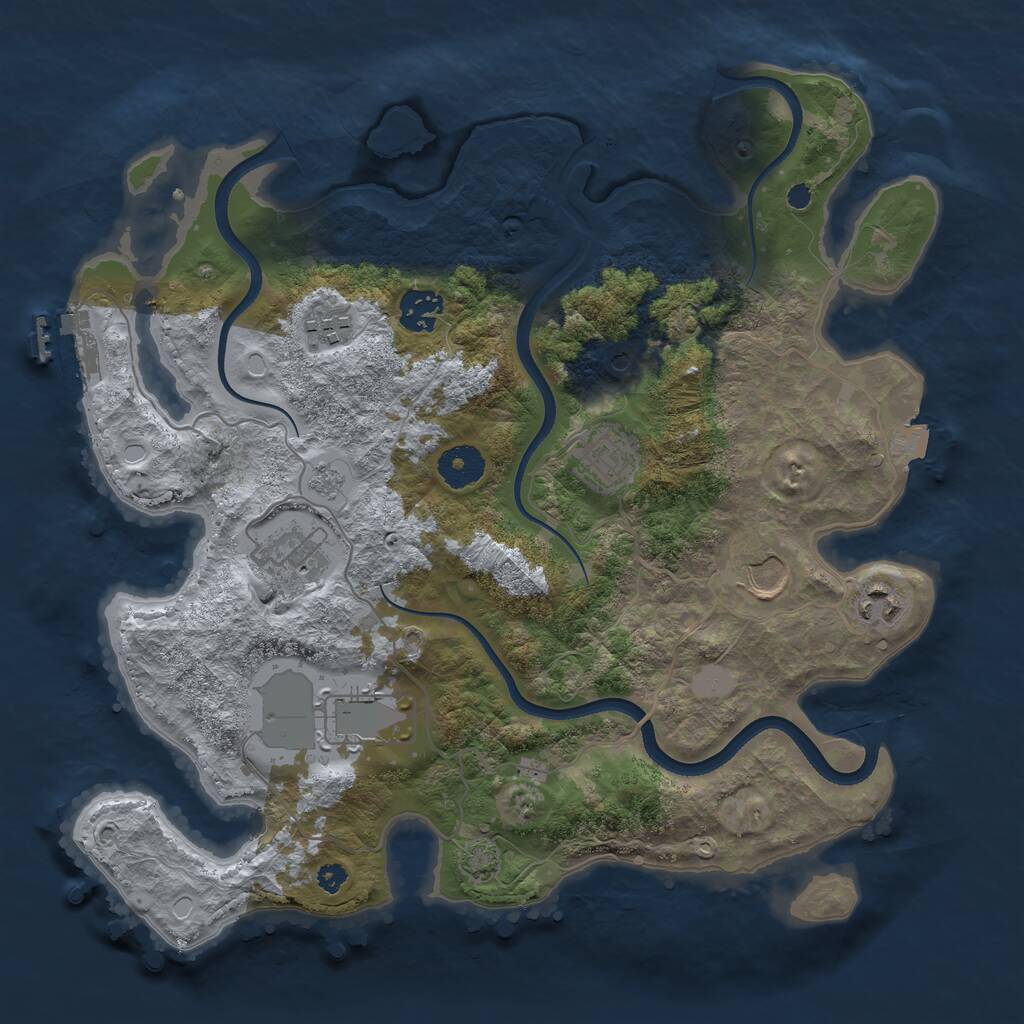Rust Map: Procedural Map, Size: 3500, Seed: 2089304168, 12 Monuments