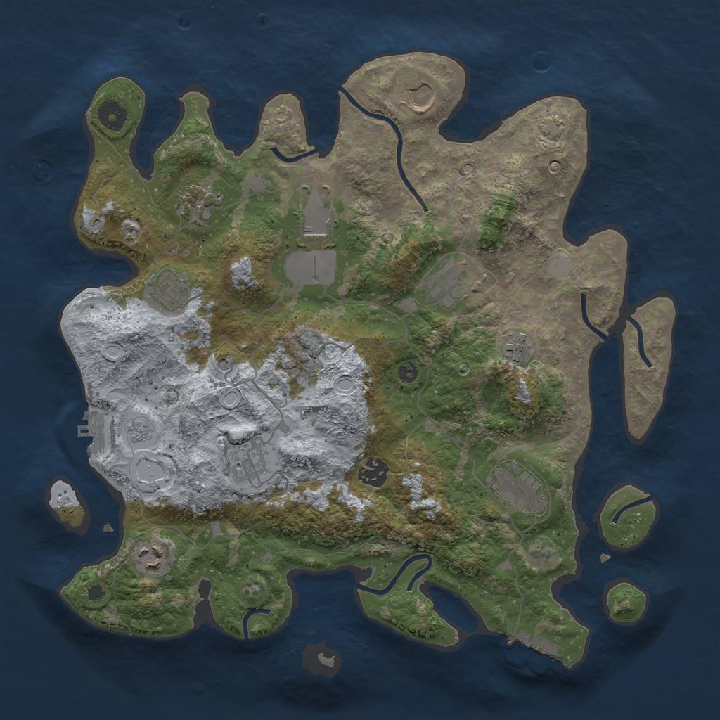 Rust Map: Procedural Map, Size: 3700, Seed: 513946042, 18 Monuments