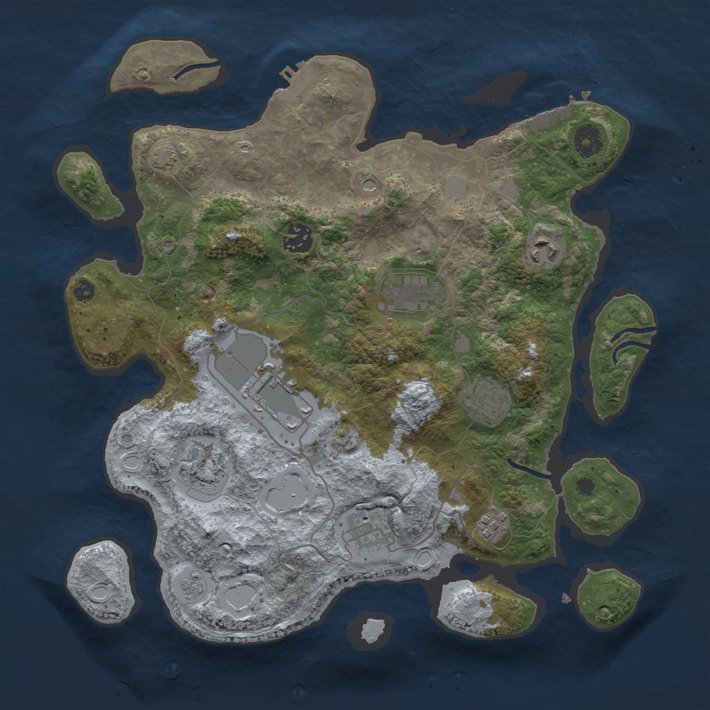 Rust Map: Procedural Map, Size: 3500, Seed: 57571430, 16 Monuments