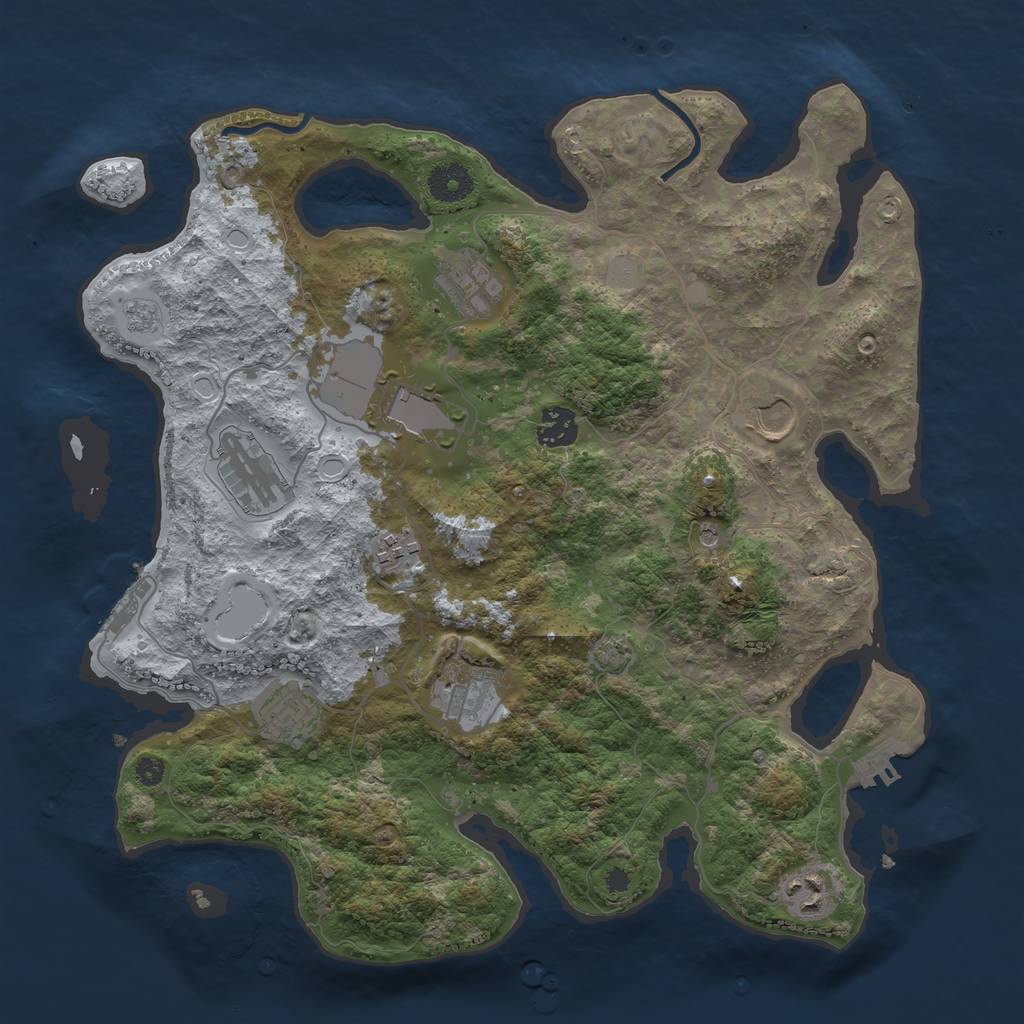 Rust Map: Procedural Map, Size: 3650, Seed: 92772803, 17 Monuments