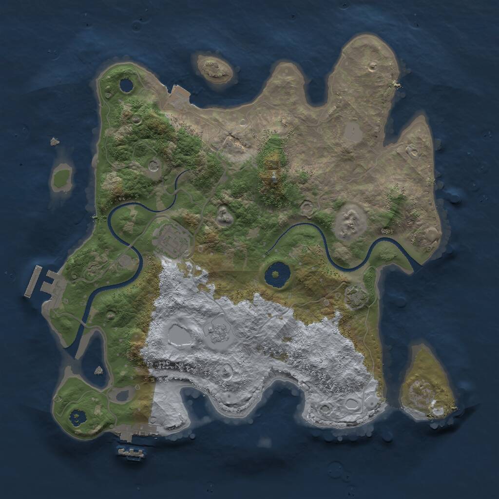 Rust Map: Procedural Map, Size: 3000, Seed: 1626233350, 7 Monuments