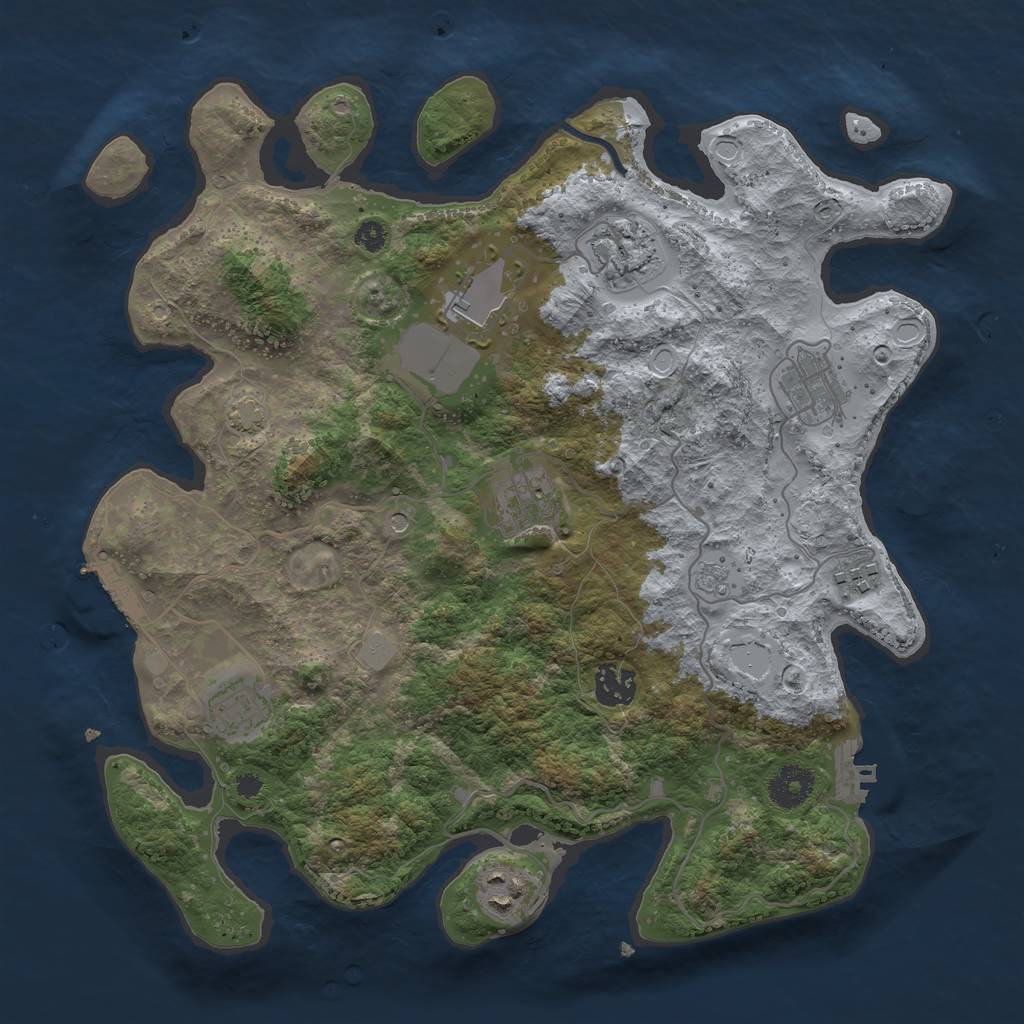 Rust Map: Procedural Map, Size: 3500, Seed: 824012610, 16 Monuments