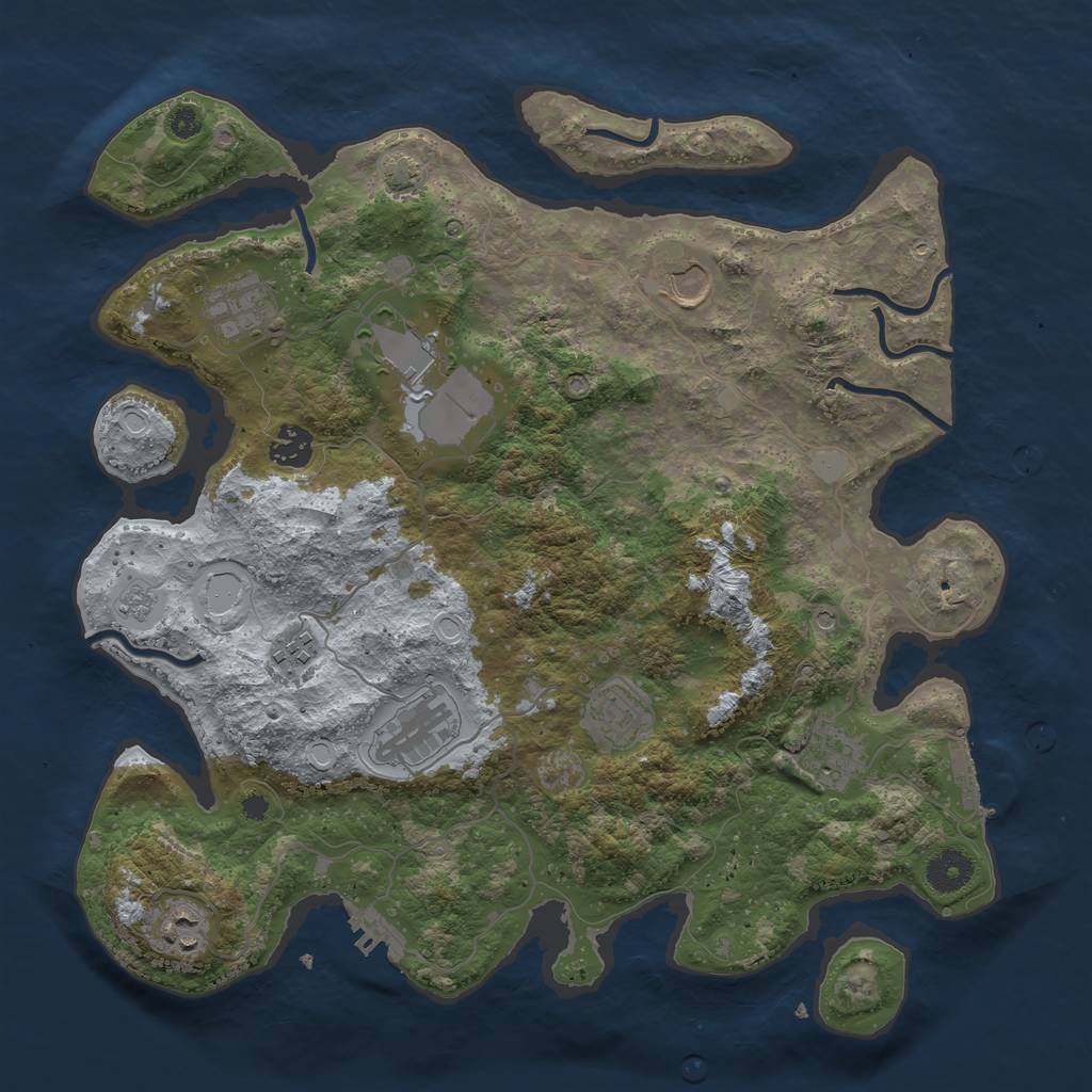 Rust Map: Procedural Map, Size: 3750, Seed: 23810765, 17 Monuments