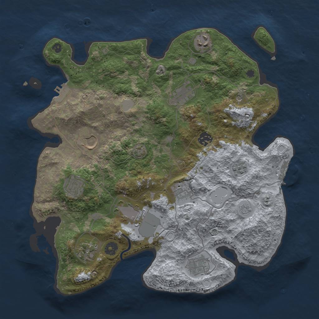 Rust Map: Procedural Map, Size: 3550, Seed: 90429330, 18 Monuments