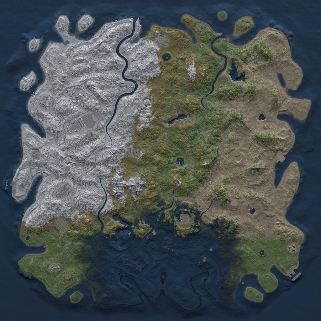 Rust Map: Procedural Map, Size: 6000, Seed: 2107922314, 17 Monuments