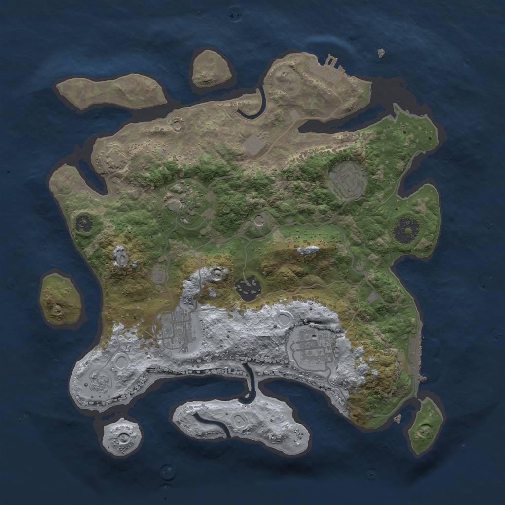 Rust Map: Procedural Map, Size: 3000, Seed: 48158, 13 Monuments