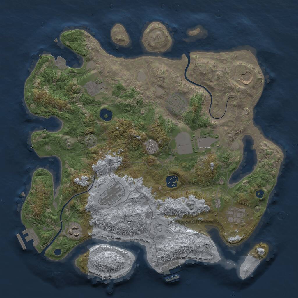Rust Map: Procedural Map, Size: 3550, Seed: 74865738, 14 Monuments