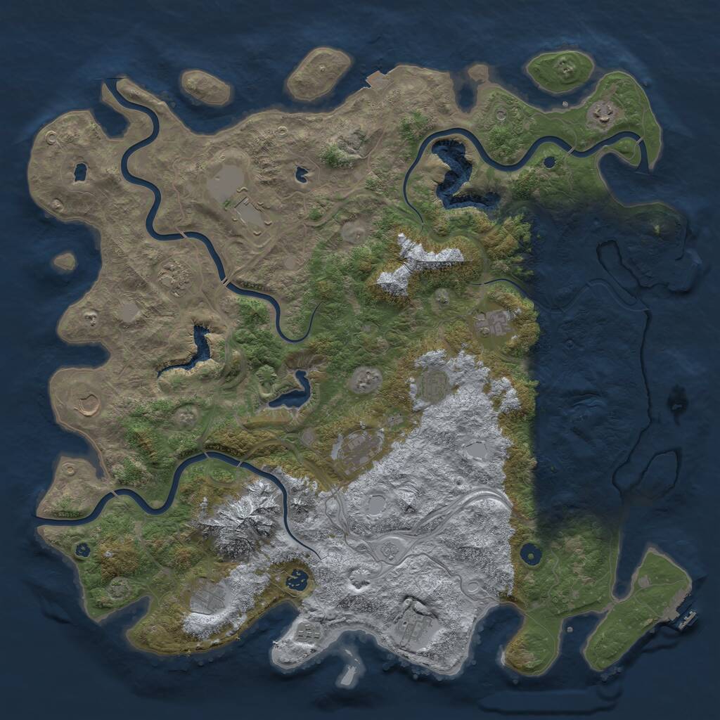 Rust Map: Procedural Map, Size: 5000, Seed: 1067017392, 17 Monuments