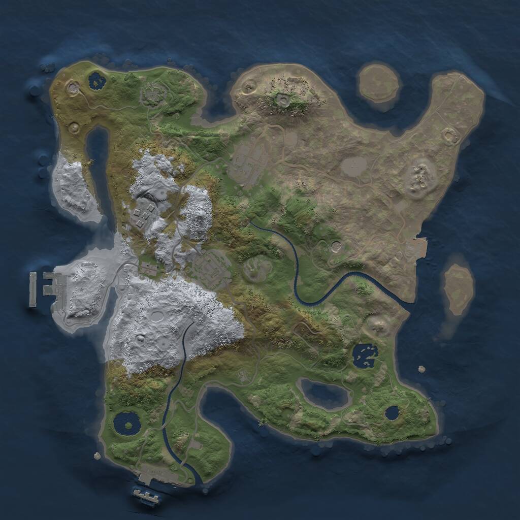 Rust Map: Procedural Map, Size: 3000, Seed: 24012, 9 Monuments